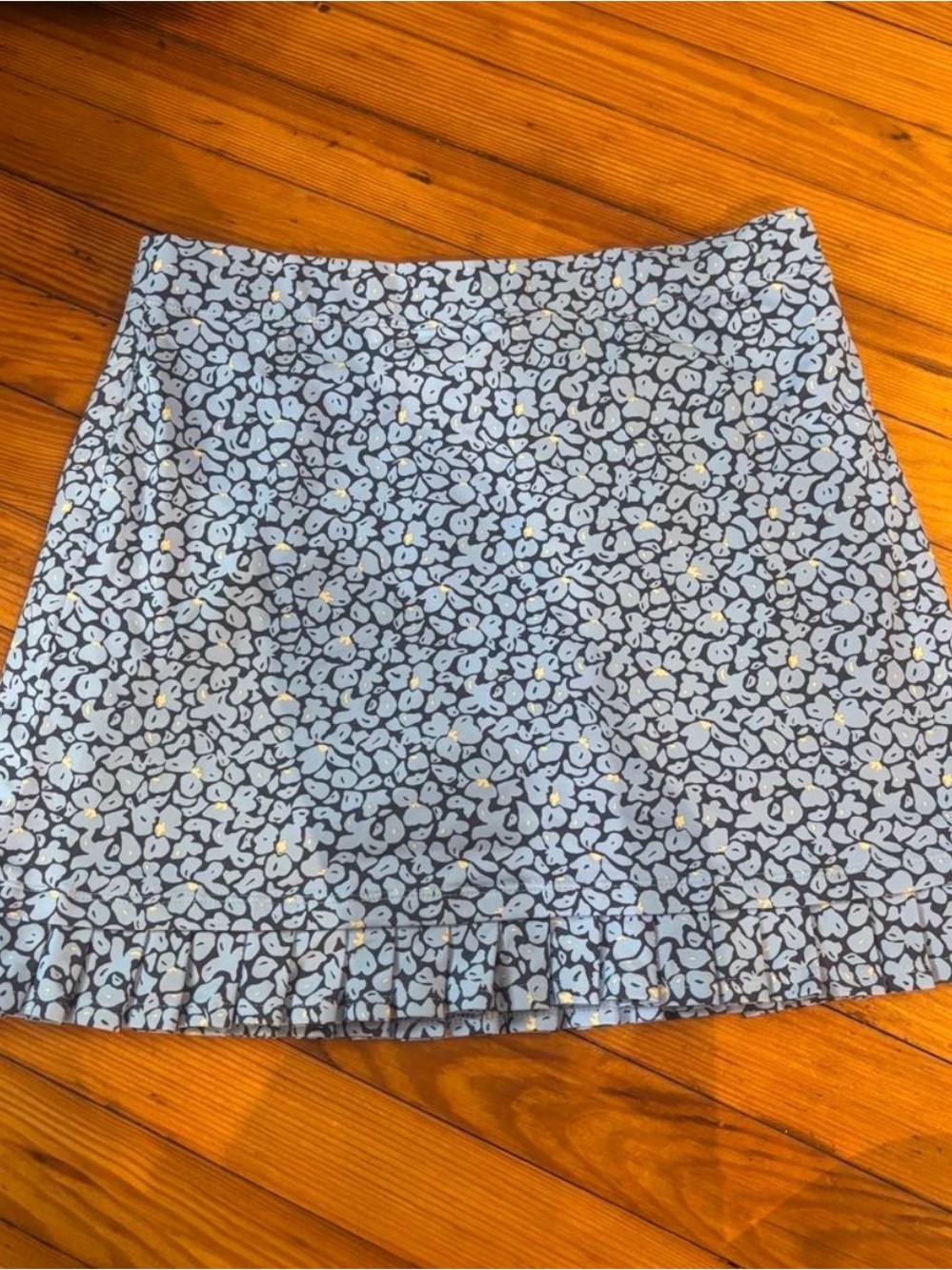 J. McLaughlin Light Blue Floral Ruffle-Hem Mini Skirt - Picture 3 of 3